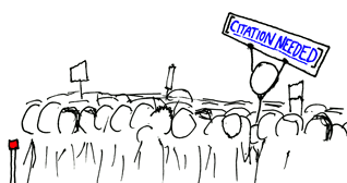 Image by Randall Munroe (xkcd) and licensed under the Creative Commons Attribution 2.5 Generic license - original file at https://commons.wikimedia.org/wiki/File:Wikipedian_protester_without_stage.png